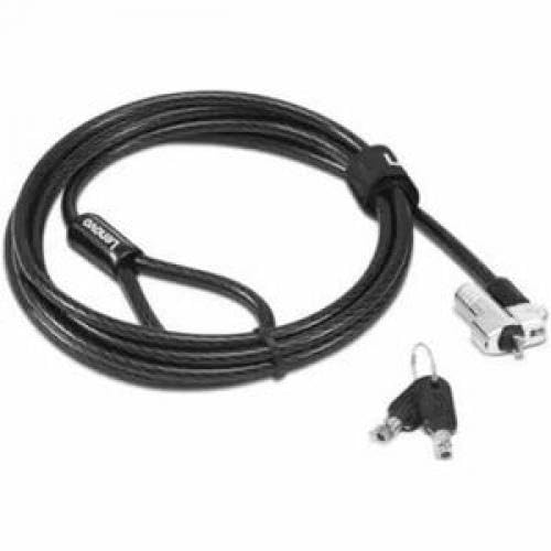 Lenovo NanoSaver Cable Lock - Patented T-bar/Key Lock - Black - Carbon Steel, Plastic - 5.91 ft - for Notebook, Desktop Computer, Monitor, Tablet