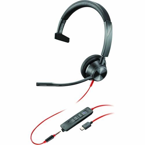 Poly Blackwire 3310 USB-C Headset TAA - Mono - USB Type C, Mini-phone (3.5mm) - Wired - 32 Ohm - 20 Hz - 20 kHz - On-ear - Monaural - Ear-cup - 7.10 ft Cable - Omni-directional Microphone - Noise Canc