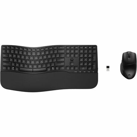 HP 685 Comfort Dual-Mode Keyboard and Mouse Combo (8T6L7UT) - USB Type A Plunger Wireless Bluetooth/RF 2.40 GHz Keyboard - Black - USB Type A Wireless Bluetooth/RF Mouse - 4000 dpi - Tilt Wheel - Blac