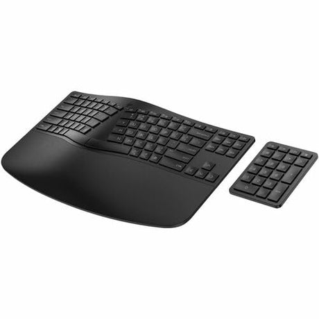 HP 965 Ergonomic Wireless Keyboard - Connect 3 Devices with Bluetooth and Splicing Dongle Connection - 20 Programmable Keys, Dedicated Numeric Keypad - Extra Large Foam Wrist Rest , Long
