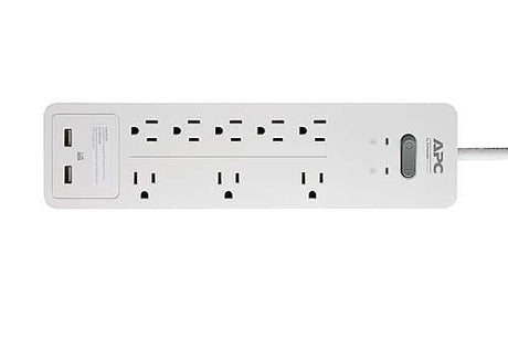 APC 8-Outlet Surge Protector Power Strip with USB Charging Ports, 2160 Joules, SurgeArrest Home/Office (PH8U2W) 8 Outlet OL + USB Charging White