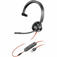 Poly Blackwire 3315 USB-A Headset TAA - Mono - Mini-phone (3.5mm), USB Type A - Wired - 32 Ohm - 20 Hz - 20 kHz - On-ear - Monaural - Ear-cup - 7 ft Cable - Omni-directional Microphone - Noise Canceli