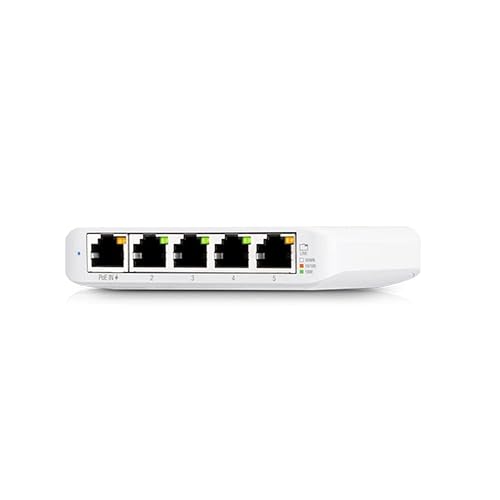 Ubiquiti UniFi 5-Port, Layer 2, Gigabit Indoor/Outdoor Switch with PoE Support, 3-Pack of USW-Flex, Weatherproof Auto-Sense PoE Managed Switch - White