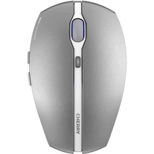 Cherry GENTIX BT Wireless Bluetooth Mouse, Multi-Device Function for up to 3 Devices, Switchable Resolution (1000/2000 DPI), 7 Buttons and Scroll Wheel, Battery Operated, Black (Frosted Silver)