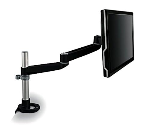 3M Single Monitor Mount, Adjustable Monitor Arm, for Monitors Up to 30lbs, Clamp or Grommet Mounting Single Monitor Adjustable