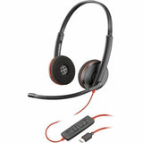HP Poly Blackwire C3220 Headset - Stereo - USB Type C - Wired - 32 Ohm - 20 Hz - 20 kHz - Over-The-Head, Over-The-Ear - Binaural - Supra-aural - 5.20 ft Cable - Noise Cancelling Microphone - Black