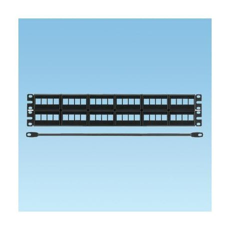 Panduit NetKey Faceplate Modular Patch Panel, 48 Ports, 2RU, Cold Rolled Steel, Black