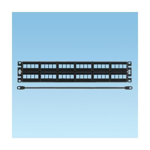 Panduit NetKey Faceplate Modular Patch Panel, 48 Ports, 2RU, Cold Rolled Steel, Black