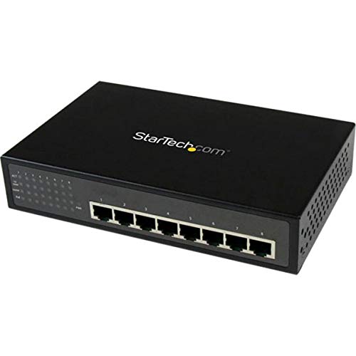 StarTech.com 8 Port Unmanaged Industrial Gigabit Power Over Ethernet Switch - 802.3af/at PoE+ Switch - Wall Mountable - PoE Network Switch (IES81000POE)