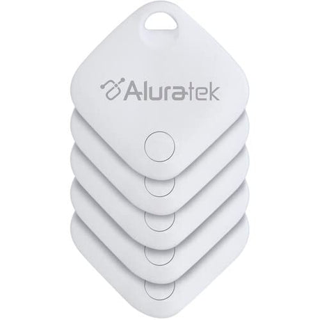 Aluratek Bluetooth Smart Home Accessory Track Tag Tracker, Compatible with Apple Find My (iOS), Attachment Locator for Lost Keys, Bag, Wallet, Luggage, Pets, Glasses (5 Pack)
