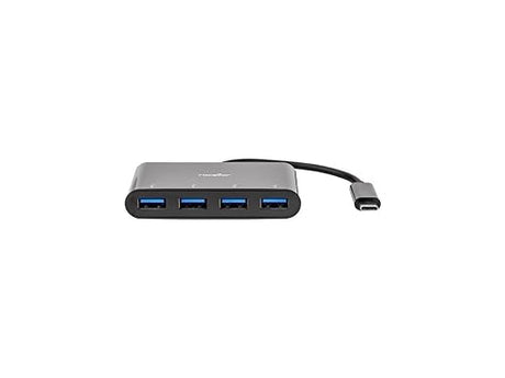 Rocstor Premium Portable 4 Port Hub - USB-C to 4X USB-A Slim Hub - USB 3.0 Hub - Bus Powered - Black - USB C to USB Type-A Hub - USB Type C - External - USB-C 3.1 to 4 USB Type-A 3.0 Port(s) USB-A