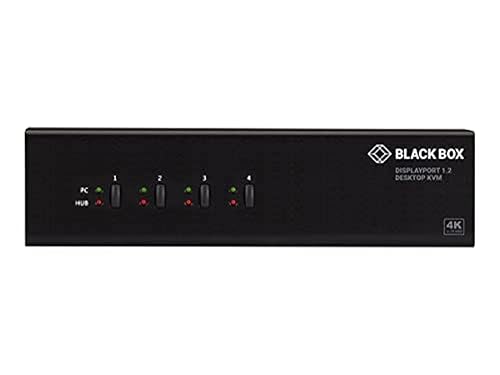 KVM Switch - 4-Port, Dual-Monitor, DisplayPort 1.2, 4K 60Hz, USB 3.1 Hub, Audio