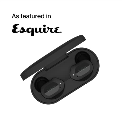 Belkin Wireless Earbuds, SoundForm Play True Wireless Earphones with USB C Quick Charge, IPX5 Sweat and Water Resistant, 38 Hour Play Time for iPhone, Galaxy, Pixel and More - Black