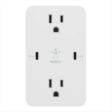 Belkin Wall Mount-2 Outlet Surge Protector W/ 2 Fast Charging USB C Ports-Protection Against Surges-Safe Charge & 40W Dual Port USB C Wall Charger-USB Type C Charger Fast Charging Mount + Charger