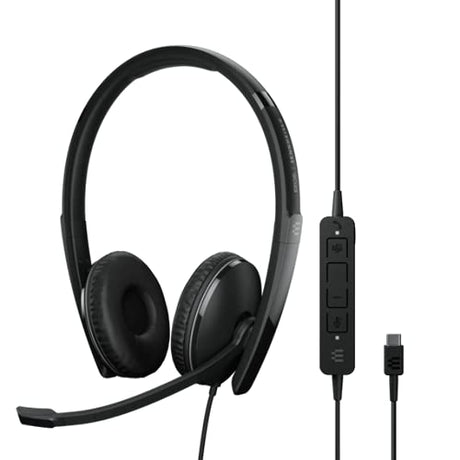 EPOS Enterprise Sennheiser Adapt 160T ANC USB-C (1000221) Wired, Double-Sided Headset – USB-C Connectivity, MS Teams Certified, UC Optimized – Active Noise Canceling - Call Control - Black