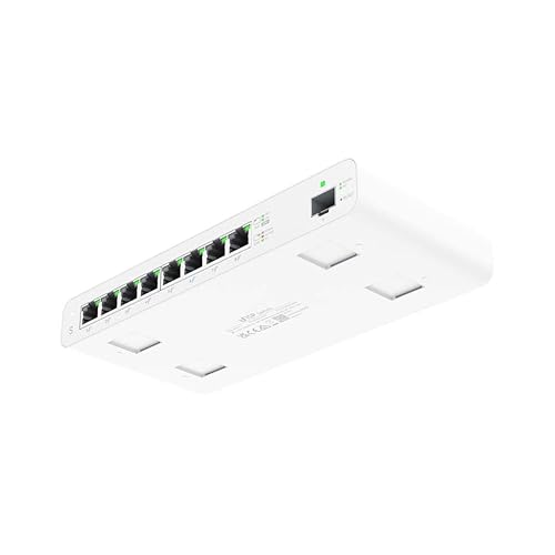 Ubiquiti UISP-S Gigabit PoE Switch for WISP MicroPoP Applications, 8 x GbE RJ45 Ports, 1 x 1G SFP Port, Fanless Thermal Cooling, Silent Operation, White