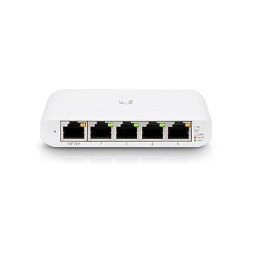 Ubiquiti UniFi 5-Port, Layer 2, Gigabit Indoor/Outdoor Switch with PoE Support, 3-Pack of USW-Flex, Weatherproof Auto-Sense PoE Managed Switch - White