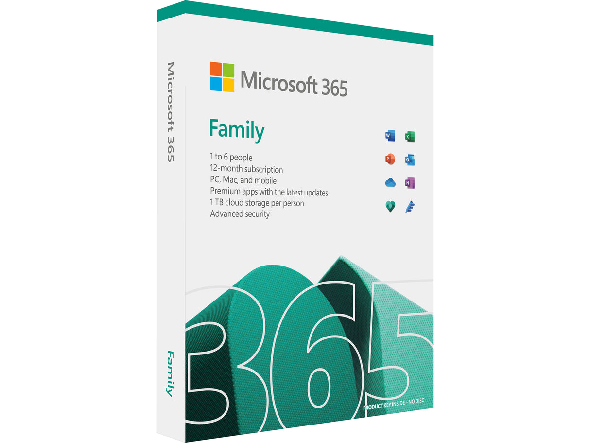 Microsoft 365 Family | 12-Month Subscription, up to 6 People | Premium Office Apps | 1TB OneDrive Cloud Storage | PC/Mac Keycard