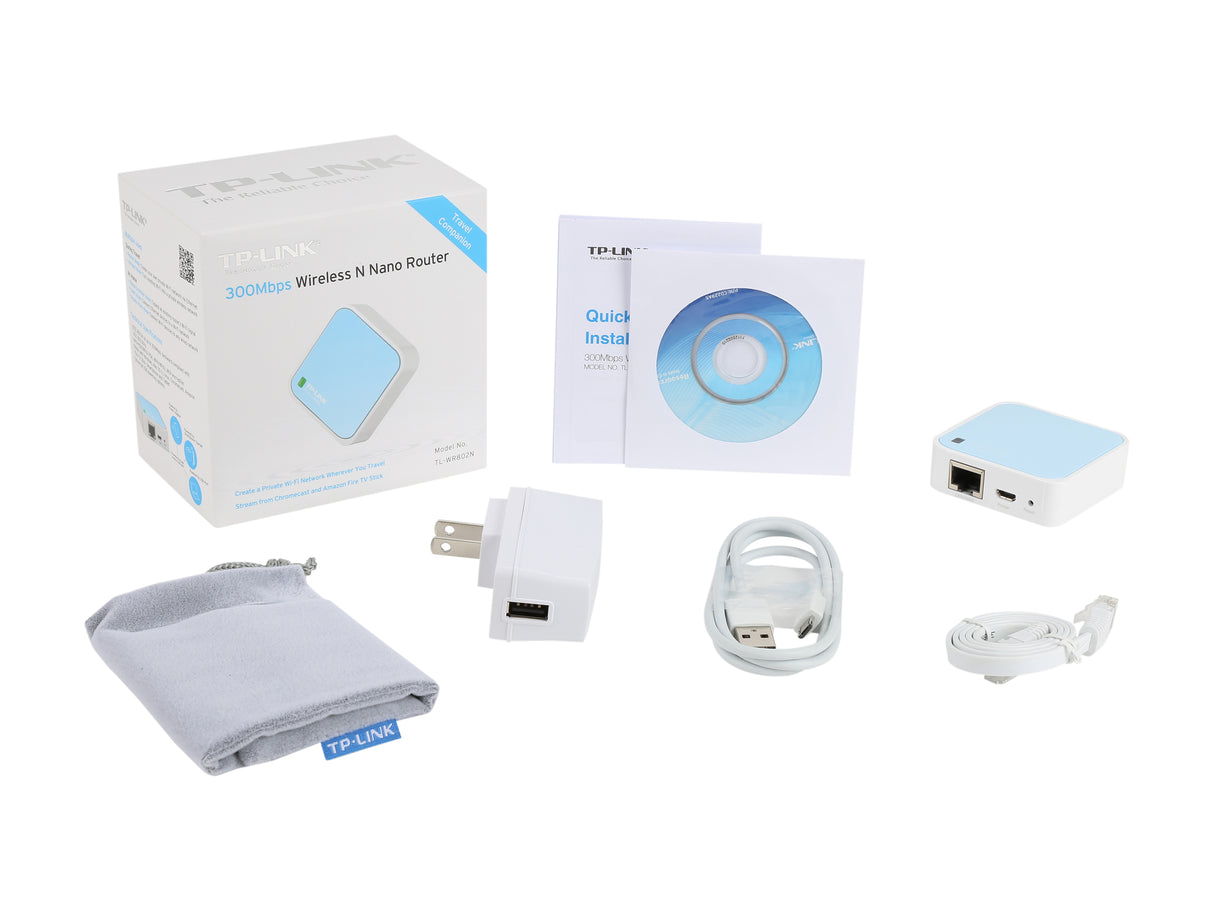 TP-Link N300 Wireless Portable Nano Travel Router(TL-WR802N) - WiFi Bridge/Range Extender/Access Point/Client Modes, Mobile in Pocket TL-WR802N