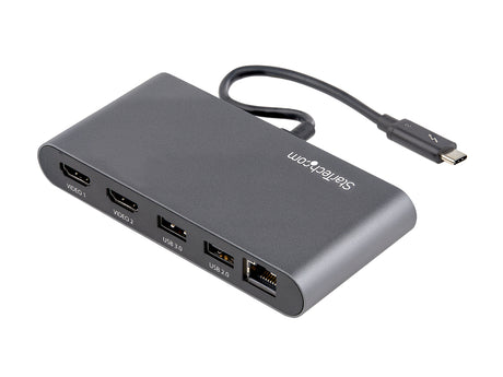 Thunderbolt 3 Mini Dock - Portable Dual Monitor w/HDMI 4K 60Hz - 2X USB-A Hub (3.2/2.0), GbE - 28cm Cable - TB3 Multiport Adapter - Mac/Windows - Upgraded Version of TB3DKM2HD (TB3DKMHDL)
