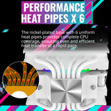 Cooler Master Hyper 622 Halo White CPU Air Cooler, MF120 Halo² Fan, Dual Loop ARGB, Aluminum Top Cover, 6 Copper Heat Pipes, 154mm (H) for AMD Ryzen AM5/AM4, Intel LGA1700/1200 (RR-D6WW-20PA-R1)