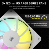 CORSAIR NAUTILUS 360 RS ARGB Liquid CPU Cooler – White – RS120 ARGB Fans – Fits Intel®  LGA 1851, AMD® AM5/AM4 – Simple Daisy-Chain Connections - Direct Motherboard  Connection