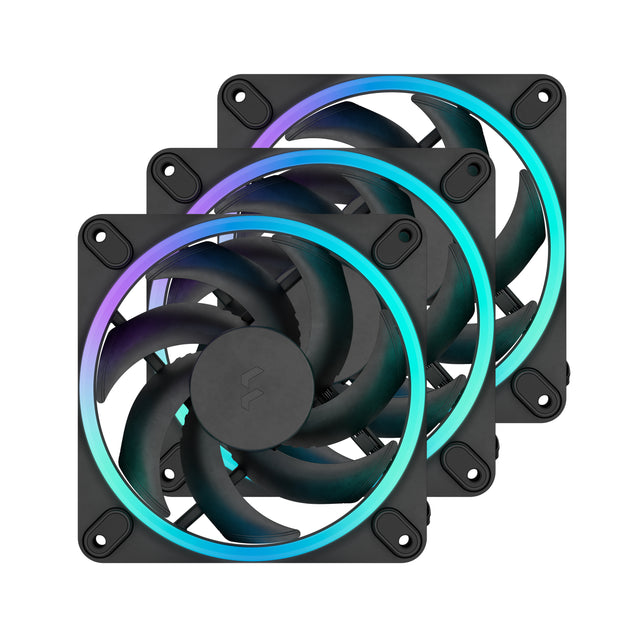 Fractal Design Momentum 12 RGB PWM Black 120 mm ARGB LED FDB (Fluid Dynamic Bearing) PC Case Fan (3-pack)