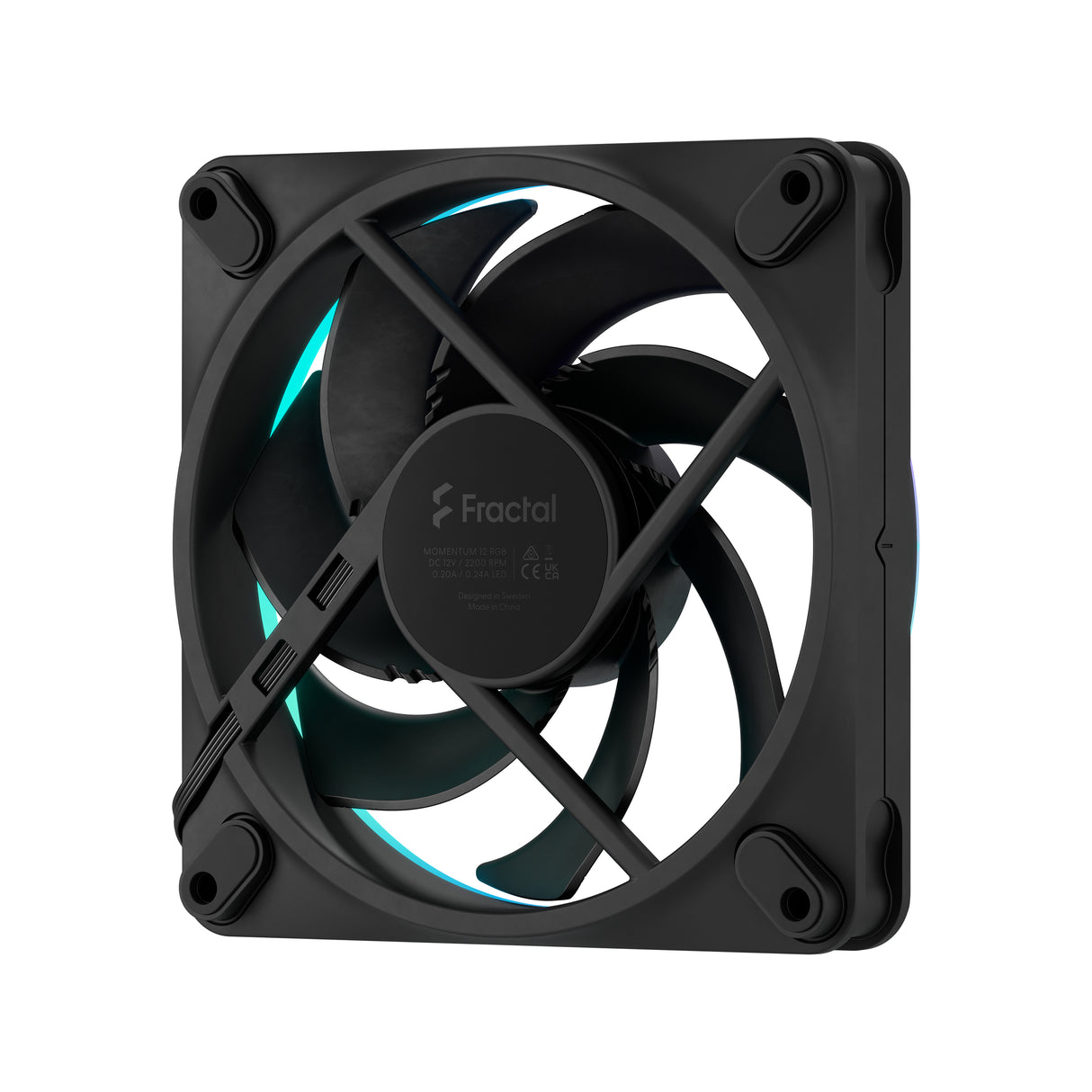 Fractal Design Momentum 12 RGB PWM Black 120 mm ARGB LED FDB (Fluid Dynamic Bearing) PC Case Fan (3-pack)