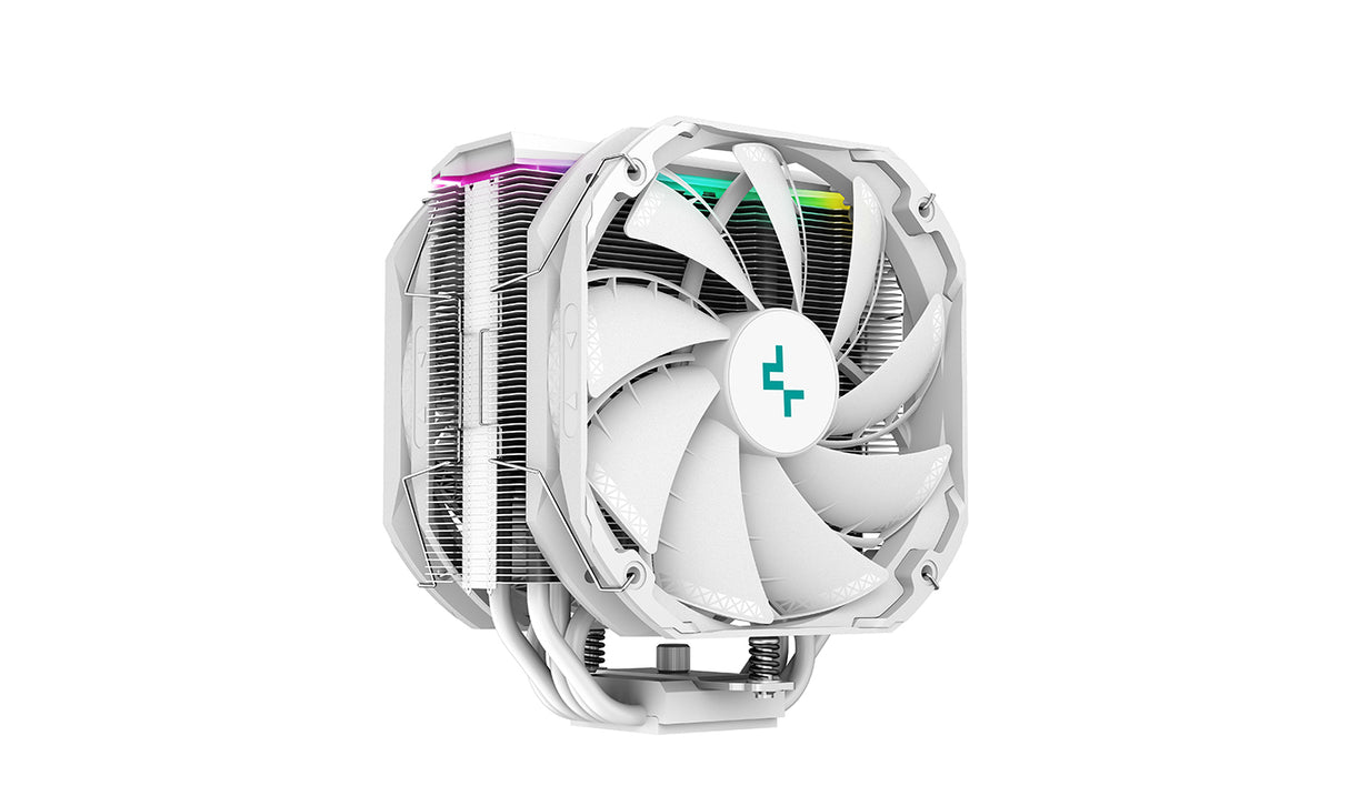 DeepCool AS500 PLUS WH CPU Air Cooler with 2 140mm PWM Fan, A-RGB Top Cover, 5 Heat Pipe Design