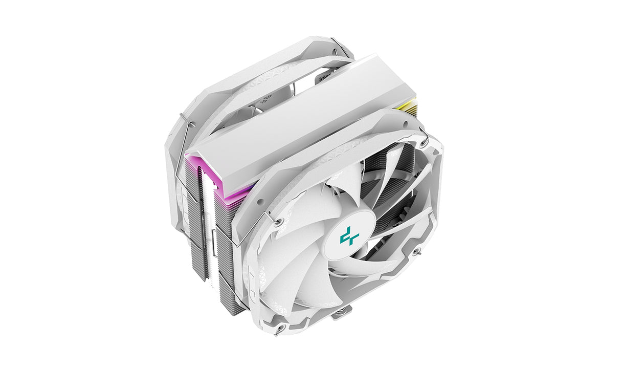 DeepCool AS500 PLUS WH CPU Air Cooler with 2 140mm PWM Fan, A-RGB Top Cover, 5 Heat Pipe Design