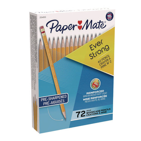 Paper Mate EverStrong #2 Pencils, HB (#2), Black Lead, Yellow Barrel
