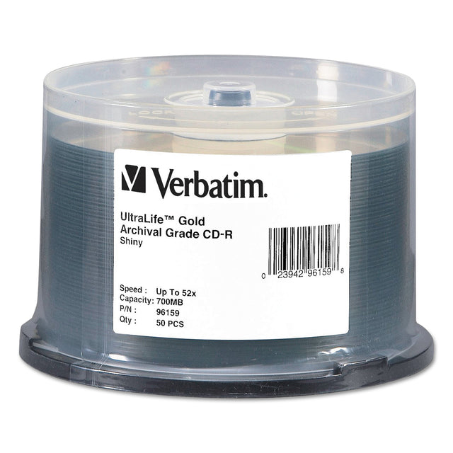 Verbatim CD-R Archival Grade Disc, 700MB, 52x, Spindle, Gold