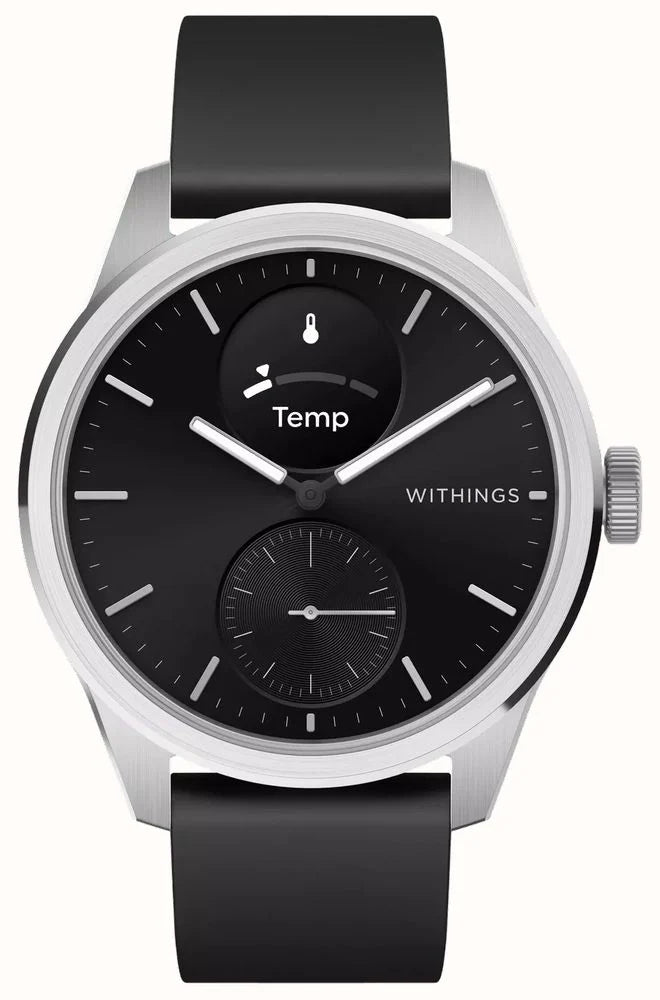 Withings ScanWatch 2 - Hybrid Smartwatch with ECG (42mm) Black Hybrid Dial / Black Silicone