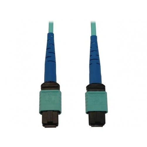 Eaton Tripp Lite Series 40/100/400G Multimode 50/125 OM3 Fiber Optic Cable (8F MPO/MPO-PC F/F)  Type-A Polarity  OFNP  Aqua  20 m (65.6 ft.)