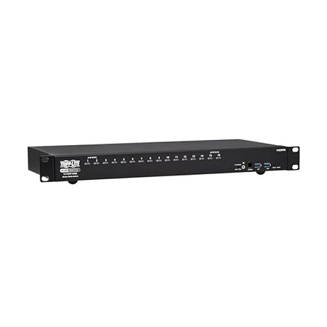 Tripp Lite 16-Port 4K HDMI KVM Switch, 2 USB 3.2 Peripheral Sharing for Keyboard & Mouse, 4K @ 60 Hz - Windows, Mac and Linux Compatible - 1U Rack-Mount, 3-Year Warranty (B024-H4U16) HDMI 16-Ports