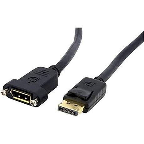 StarTech.com 3 ft. (0.9 m) Displayport Male to Female Cable - Mounting - Latched Connectors - DisplayPort - DP Monitor Cable (DPPNLFM3) Black No Power Delivery 3 ft / 1m