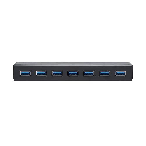 Tripp Lite 7-Port USB-A Mini Hub - USB 3.2 Gen 1, Up to 5 Gigabits per Second, Plug-and-Play No Software Needed, International Plug Adapters for UK, EU, & Australia - 1-Year Warranty (U360-007-INT)