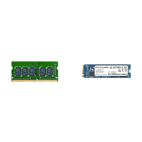Synology RAM DDR4 ECC Unbuffered SODIMM 16GB (D4ES01-16G) & M.2 2280 NVMe SSD SNV3410 400GB (SNV3410-400G)