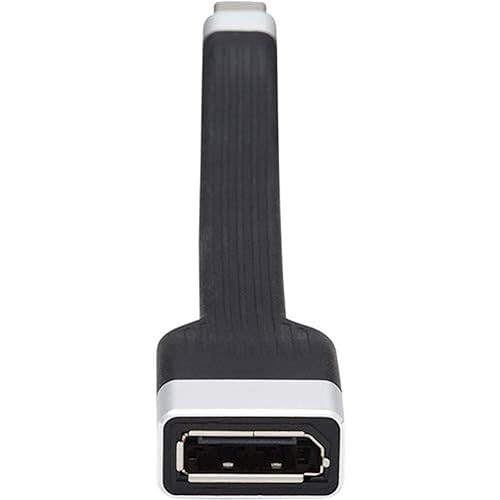 Tripp Lite U444-F5N-DP4K6 USB-C To DisplayPort Flat Adapter Cable (M/F), 4K 60 Hz, Thunderbolt 3 Compatible, Black, 5 In. (12.7 Cm)