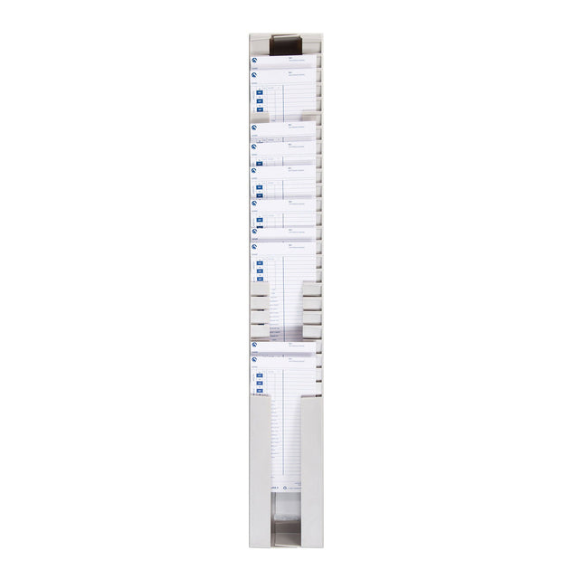 Pyramid Technologies Time Card Rack, 25 Pockets, Plastic, Light Gray