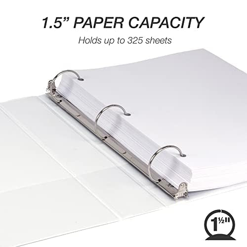 Samsill 1.5 Inch 3 Ring Binders, Made in USA, Economy Round Ring, Clear View Cover, 325 Sheet Capacity - for School, Home, Office - White, 12 Pack 12-Pack 1.5-Inch White