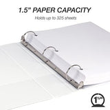 Samsill 1.5 Inch 3 Ring Binders, Made in USA, Economy Round Ring, Clear View Cover, 325 Sheet Capacity - for School, Home, Office - White, 12 Pack 12-Pack 1.5-Inch White