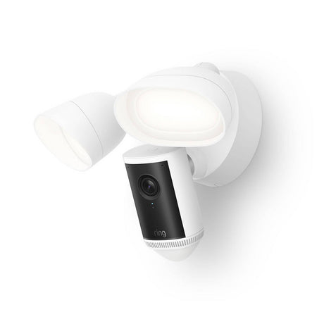 Ring Floodlight Cam Pro 2nd Gen, Wired Retinal 4K For Ultra-Clear Video, 10x Enhanced Zoom, Ultra-Bright Motion-Activated Floodlights - White