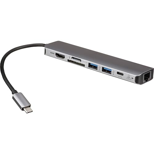 Rocstor USB-C MULTIPORT ADAPTERALUMINUM SDCR/4K HDMI/Type C 100WPD/GBE
