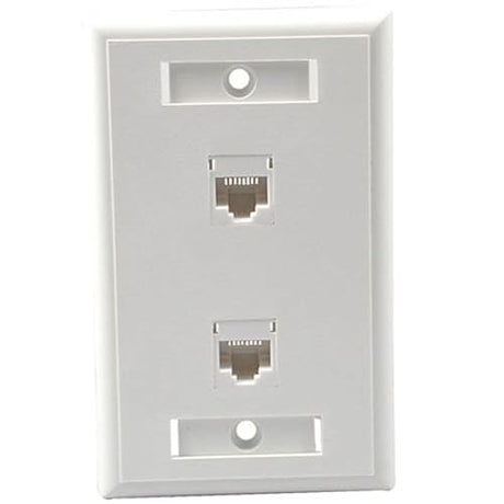 Dual Cat 5e Rj45 Configured Wall Plate - White