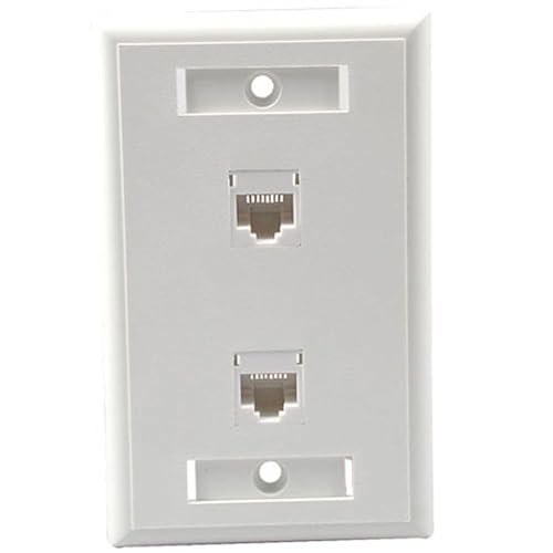 Dual Cat 5e Rj45 Configured Wall Plate - White