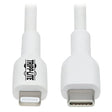 Tripp Lite Safe-IT USB-C to Lightning Charge Cable, Hospital-Grade Protection (M/M), MFi Certified, White, 6.6 Feet / 2 Meters, 2-Year Warranty (M102AB-02M-WH)