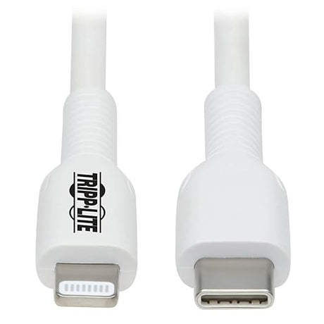 Tripp Lite Safe-IT USB-C to Lightning Charge Cable, Hospital-Grade Protection (M/M), MFi Certified, White, 6.6 Feet / 2 Meters, 2-Year Warranty (M102AB-02M-WH)