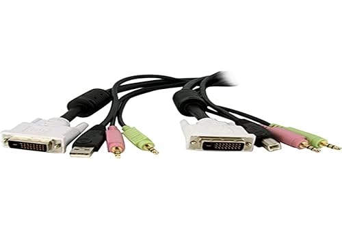 StarTech.com 4-in-1 Cable for KVMs with Dual Link DVI and USB - Audio & Microphone Cables Built-in - 6ft (2m) (DVID4N1USB6) Black 6 ft | DVI-D