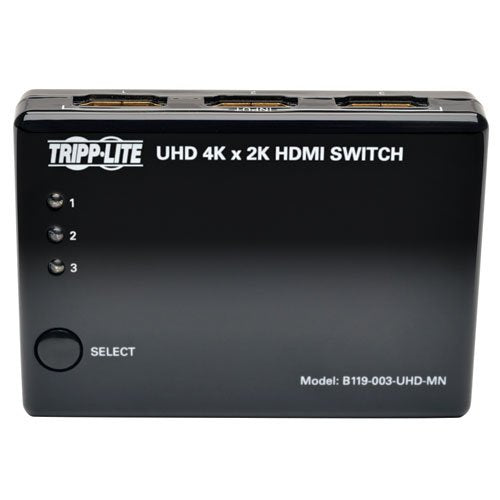 TRIPP LITE 3-Port 4K HDMI Switch for Video & Audio, 3 in 1 Out, IR Remote Control, Mini 3-Port UHD